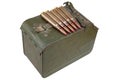 Ammo Can for ammunition belt and 12.7Ãâ108mm cartridges for a 12.7 mm heavy machine gun DShK used by the former Soviet Union